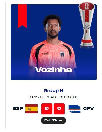Lên đời! Thủ môn 40 tuổi Vozinha xuất sắc nhất trận Cape Verde 0-0 Tây Ban Nha