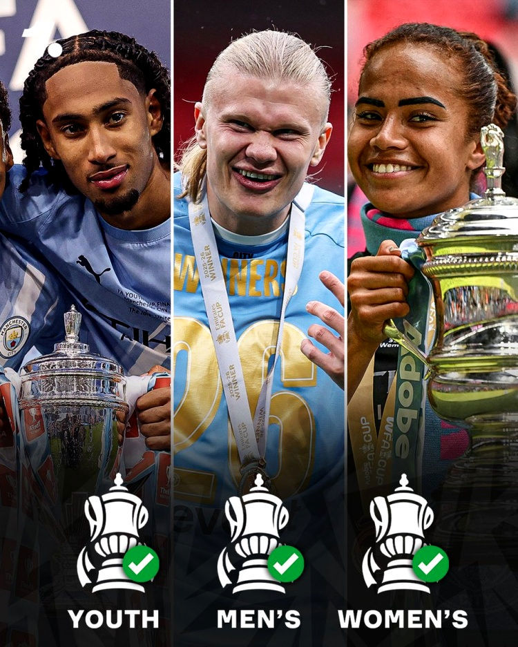 Man City thâu tóm toàn bộ các danh hiệu FA Cup mùa này: nam, nữ và đội trẻ Man City thâu tóm toàn bộ các danh hiệu FA Cup mùa này: nam, nữ và đội trẻ